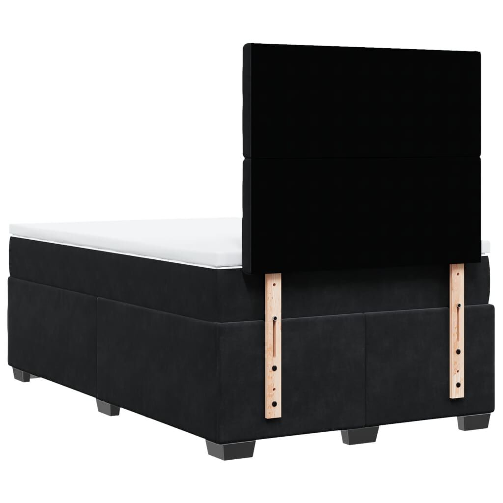 vidaXL Κρεβάτι Boxspring με Στρώμα Μαύρο 120x190 εκ. Βελούδινο