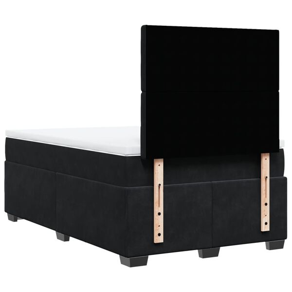 vidaXL Κρεβάτι Boxspring με Στρώμα Μαύρο 120x190 εκ. Βελούδινο