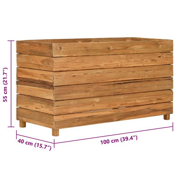 vidaXL Ζαρντινιέρα Υπερυψωμένη 100x40x55 εκ. Ανακυκλ. Ξύλο Teak/Ατσάλι