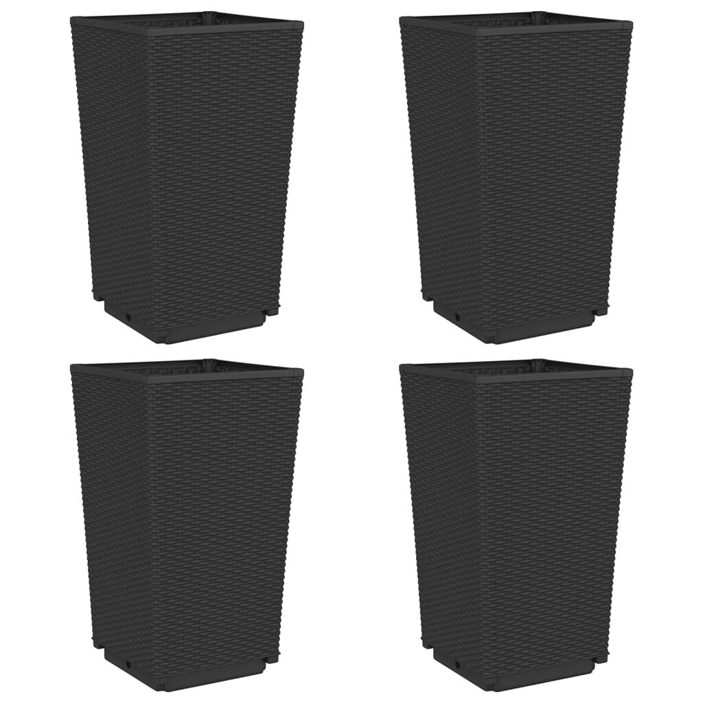 vidaXL Ζαρντινιέρες Κήπου 4 τεμ. Μαύρο 32,5x32,5x57 εκ. Πολυπροπυλένιο