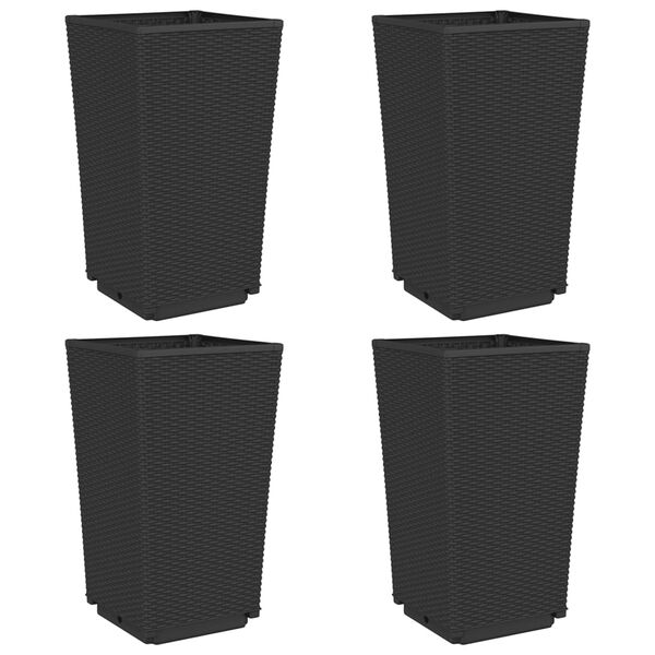 vidaXL Ζαρντινιέρες Κήπου 4 τεμ. Μαύρο 32,5x32,5x57 εκ. Πολυπροπυλένιο