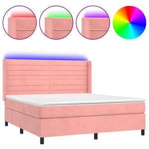 vidaXL &Kappa;&rho;&epsilon;&beta;ά&tau;&iota; Boxspring &mu;&epsilon; &Sigma;&tau;&rho;ώ&mu;&alpha; & LED &Rho;&omicron;&zeta; 160x200 &epsilon;&kappa;. &Beta;&epsilon;&lambda;&omicron;ύ&delta;&iota;&nu;&omicron;