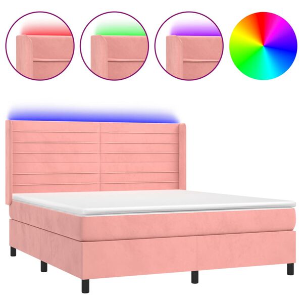vidaXL &Kappa;&rho;&epsilon;&beta;ά&tau;&iota; Boxspring &mu;&epsilon; &Sigma;&tau;&rho;ώ&mu;&alpha; & LED &Rho;&omicron;&zeta; 160x200 &epsilon;&kappa;. &Beta;&epsilon;&lambda;&omicron;ύ&delta;&iota;&nu;&omicron;