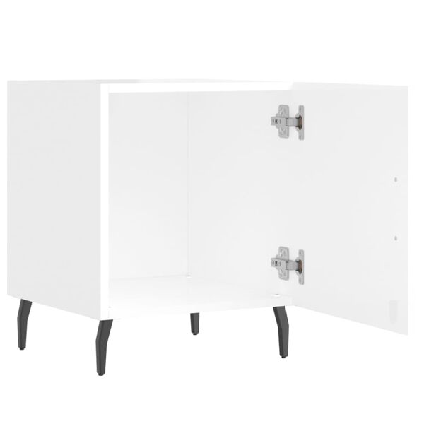 vidaXL Κομοδίνο Γυαλ. Λευκό 40 x 40 x 50 εκ. από Επεξεργασμένο Ξύλο