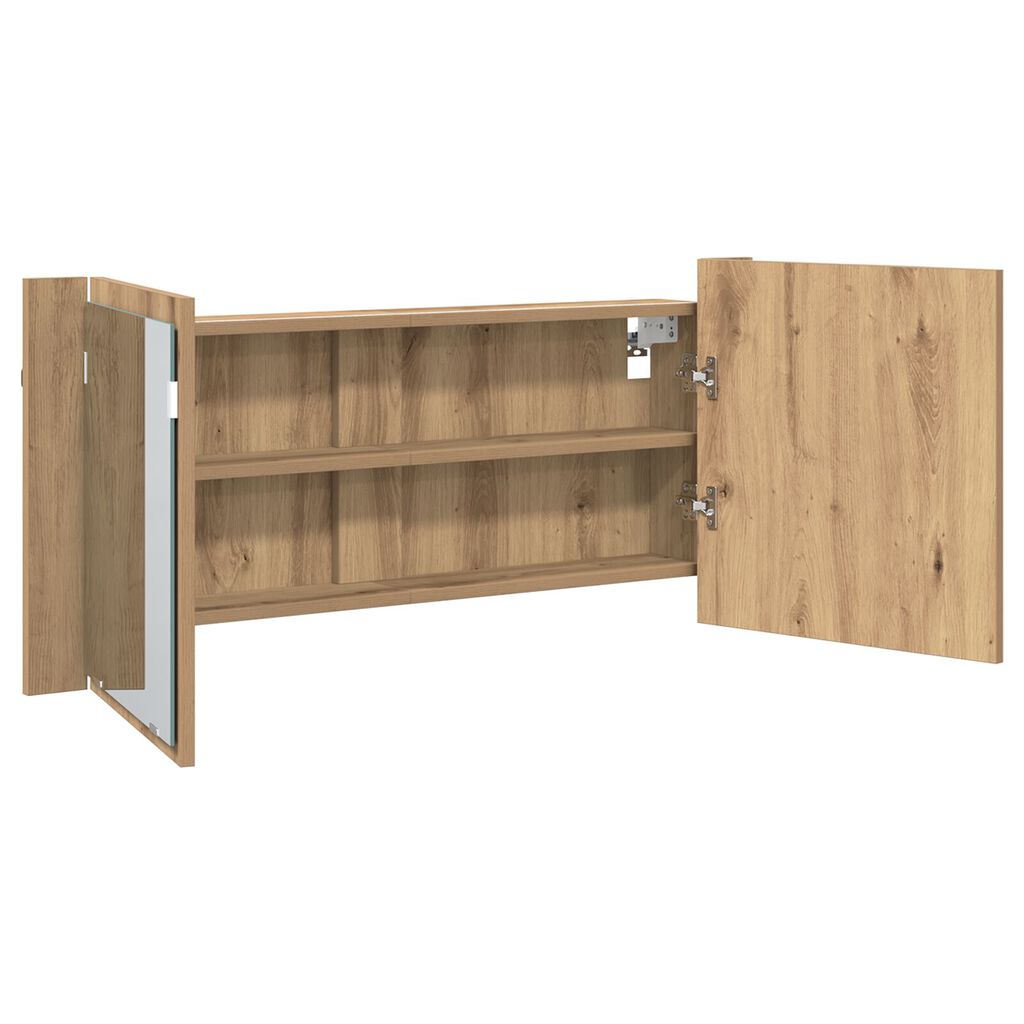 vidaXL Ντουλάπα καθρέφτη LED Δρυός Artisan 100x12x45 εκ. Από επεξεργασμένο ξύλο