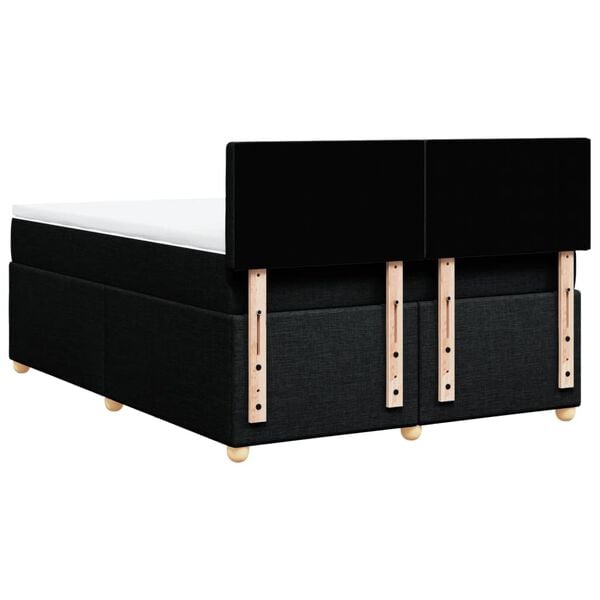 vidaXL Κρεβάτι Boxspring με Στρώμα Μαύρο 140x190 εκ. Υφασμάτινο