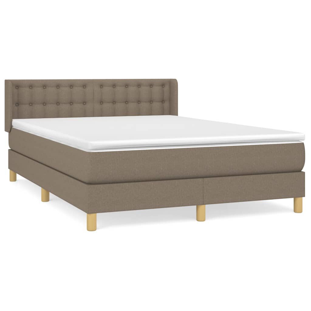 vidaXL Κρεβάτι Boxspring με Στρώμα Taupe 140x200 εκ. Υφασμάτινο