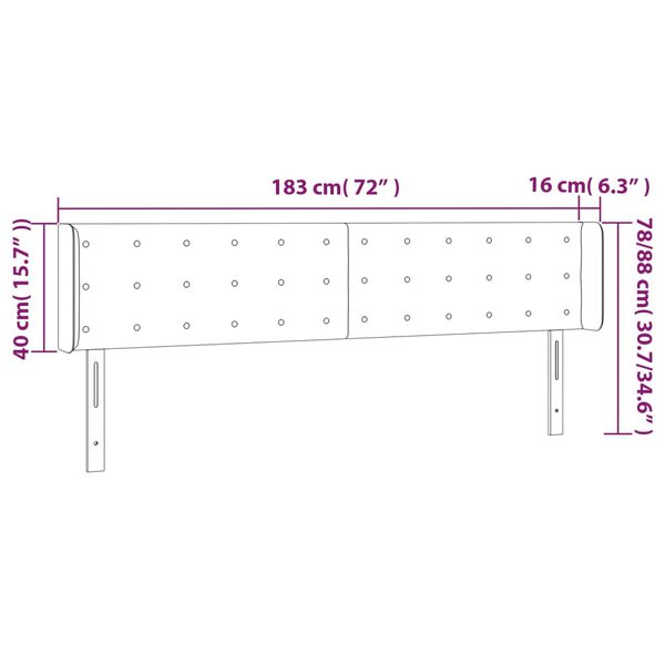 vidaXL Κεφαλάρι Κρεβατιού LED Κρεμ 183x16x78/88 εκ. Υφασμάτινο