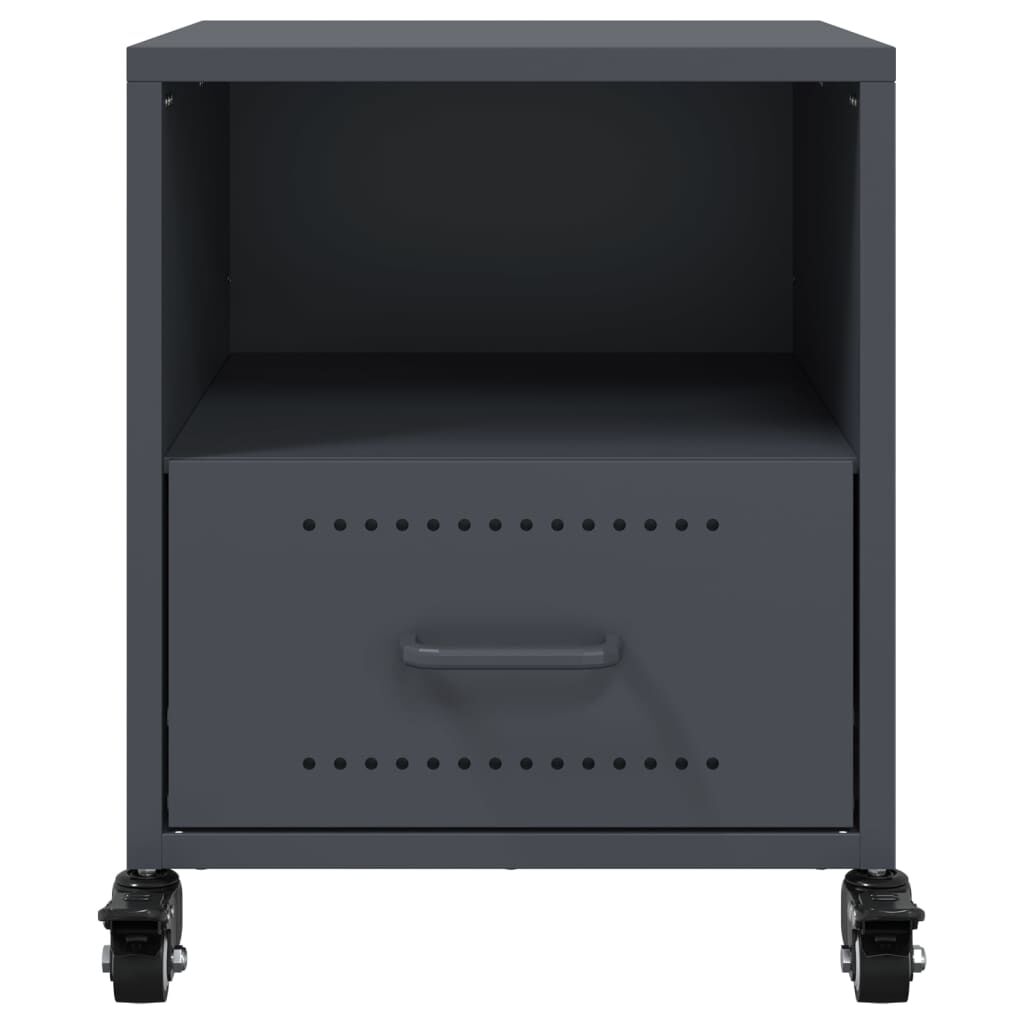 vidaXL Κομοδίνα 2 τεμ. Ανθρακί 36x39x43,5 εκ. από Χάλυβα