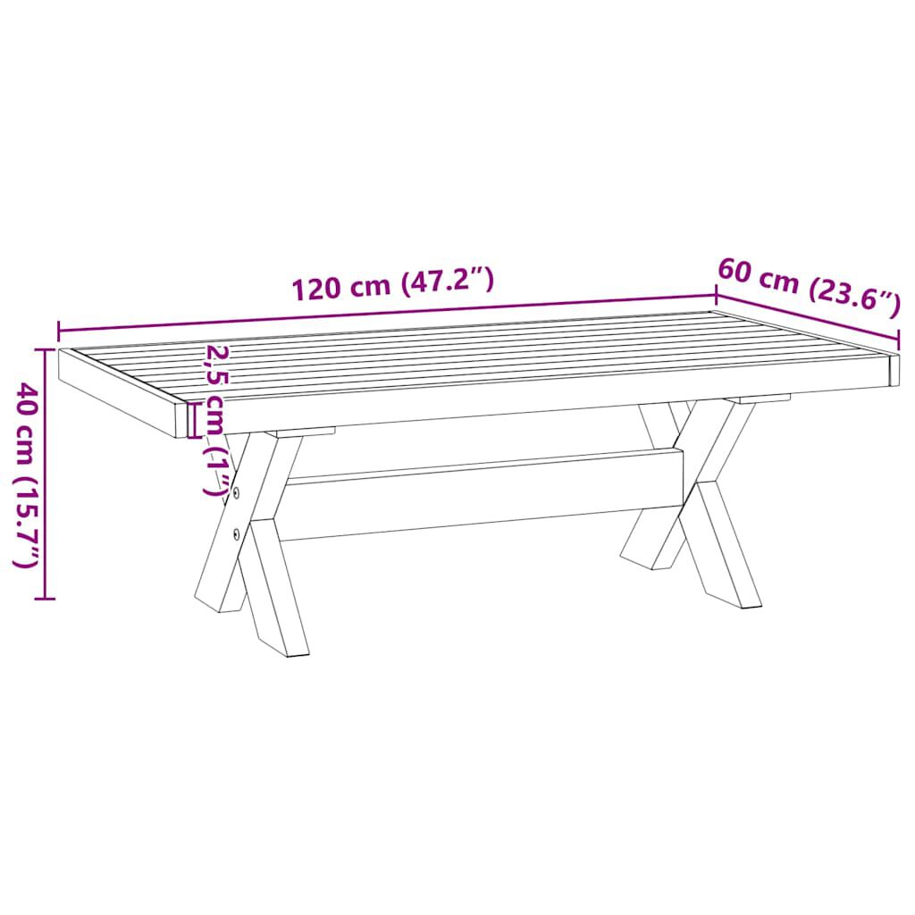 vidaXL Τραπεζάκι σαλονιού NOAIN με πόδια σχήματος X 120x60x40 cm