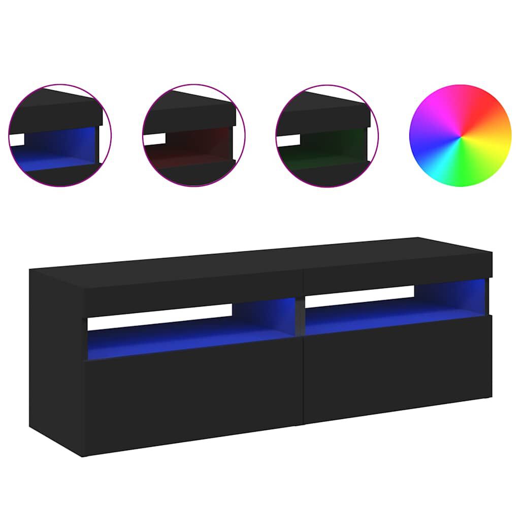 vidaXL Έπιπλα Τηλεόρασης με LED 2 τεμ. Μαύρα 60 x 35 x 40 εκ.