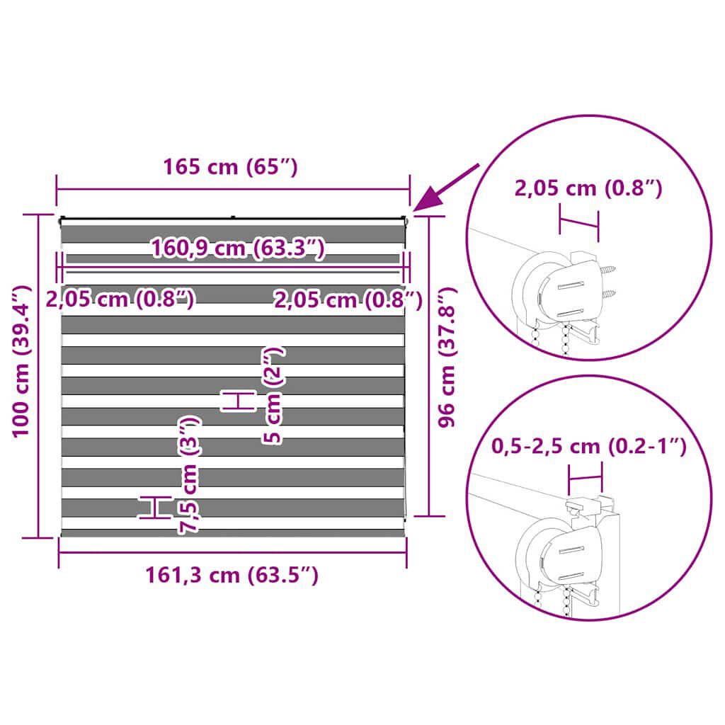 vidaXL Ζέβρα τυφλή Μαύρο Πλάτος υφάσματος 160,9 εκ. Πολυεστέρας