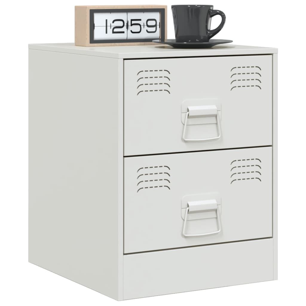 vidaXL Κομοδίνα 2 τεμ. Λευκό 34,5 x 39 x 44 εκ. από Χάλυβα