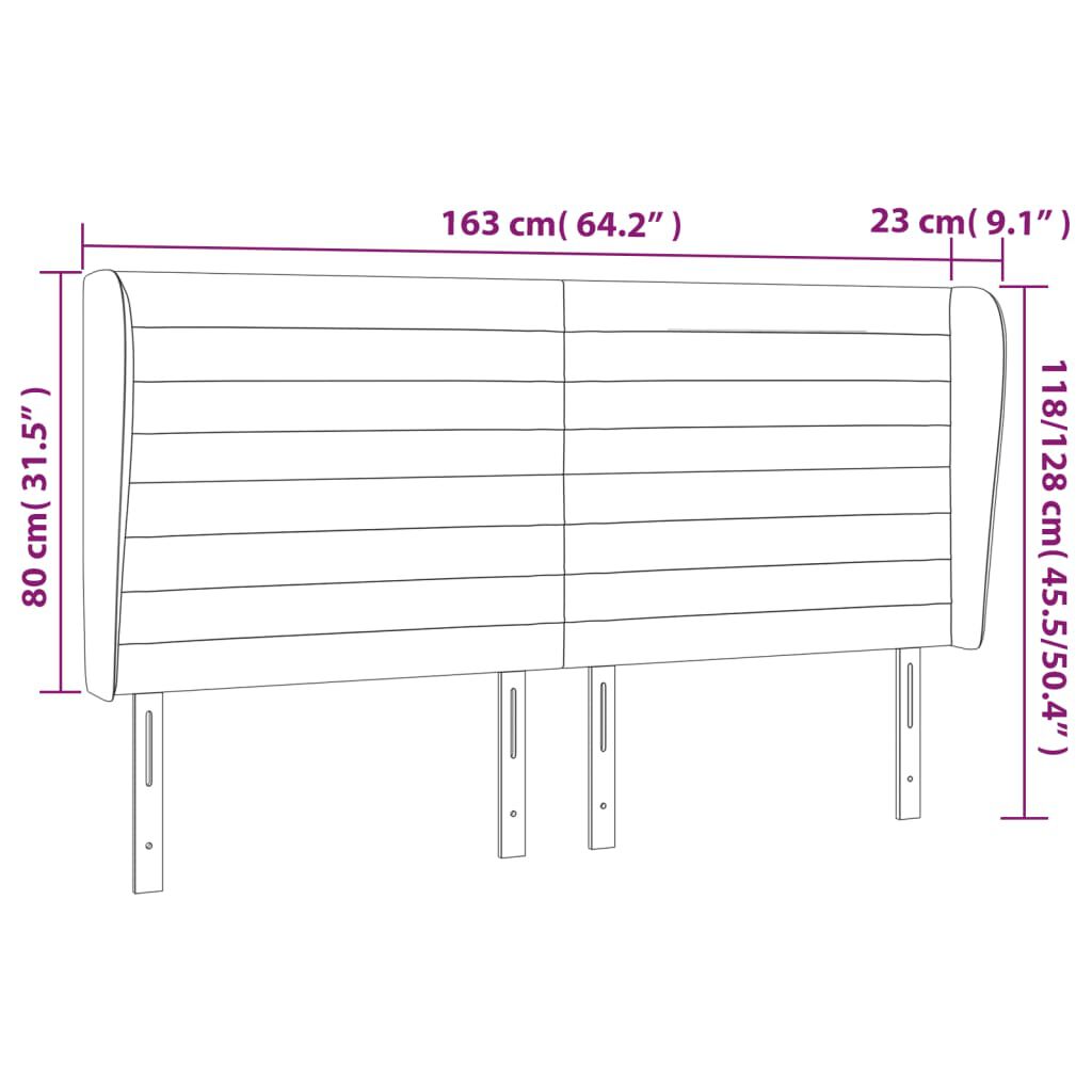 vidaXL Κεφαλάρι με Πτερύγια Κρεμ 163x23x118/128 εκ. Υφασμάτινο