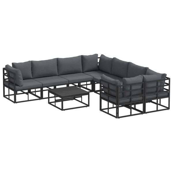 vidaXL Σετ Καναπέ Κήπου 9 pcs Μαύρο 70 x 70 x 32 εκ Αλουμίνιο