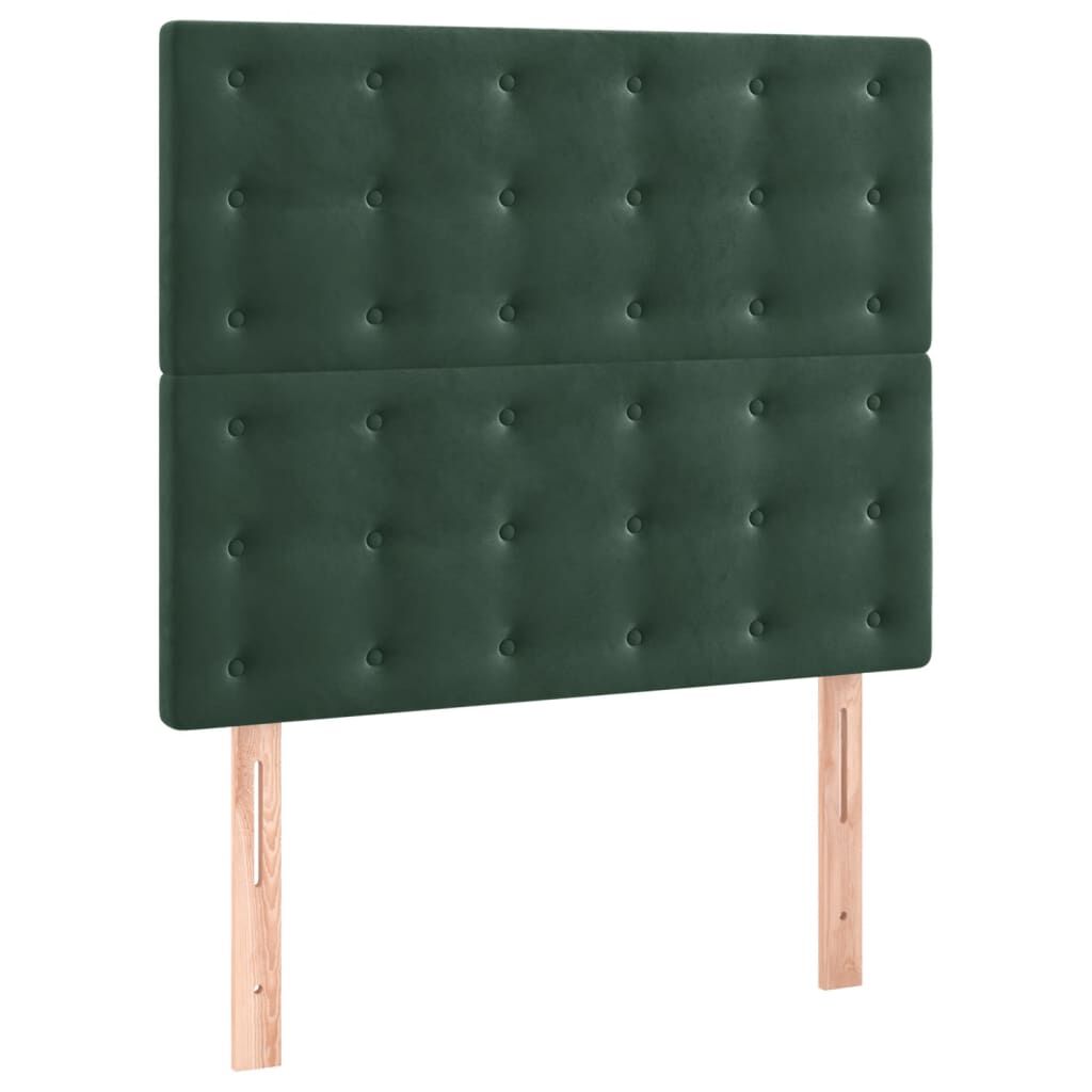 vidaXL Κρεβάτι Boxspring με Στρώμα & LED Σκ. Πράσινο 90x190 εκ Βελούδο