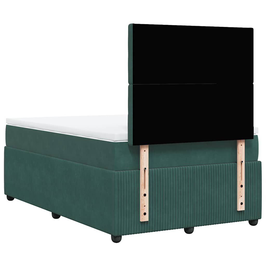 vidaXL Κρεβάτι Boxspring με Στρώμα Σκούρο Πράσινο 120x200εκ. Βελούδινο