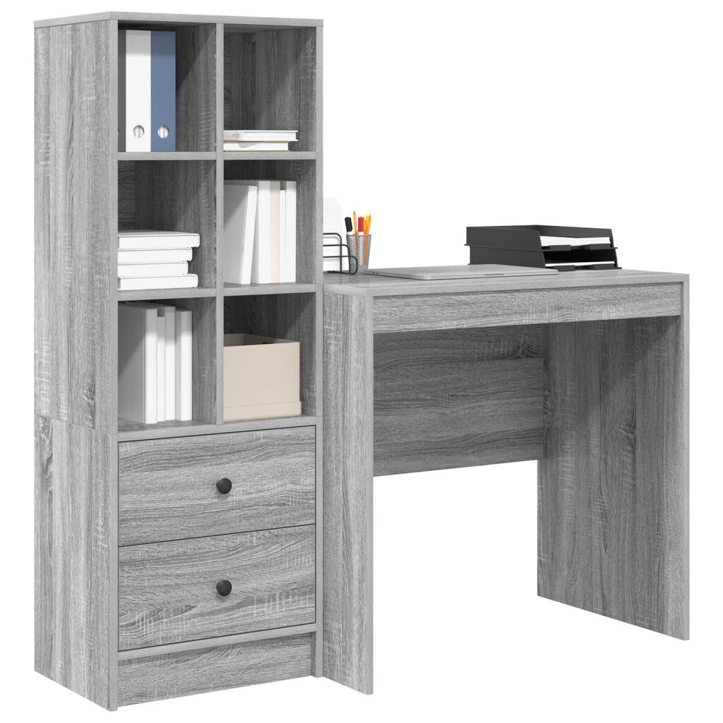 vidaXL Γραφείο με αποθηκευτικό χώρο 2 pcs Γκρι sonoma 80 x 50 x 76 εκ.