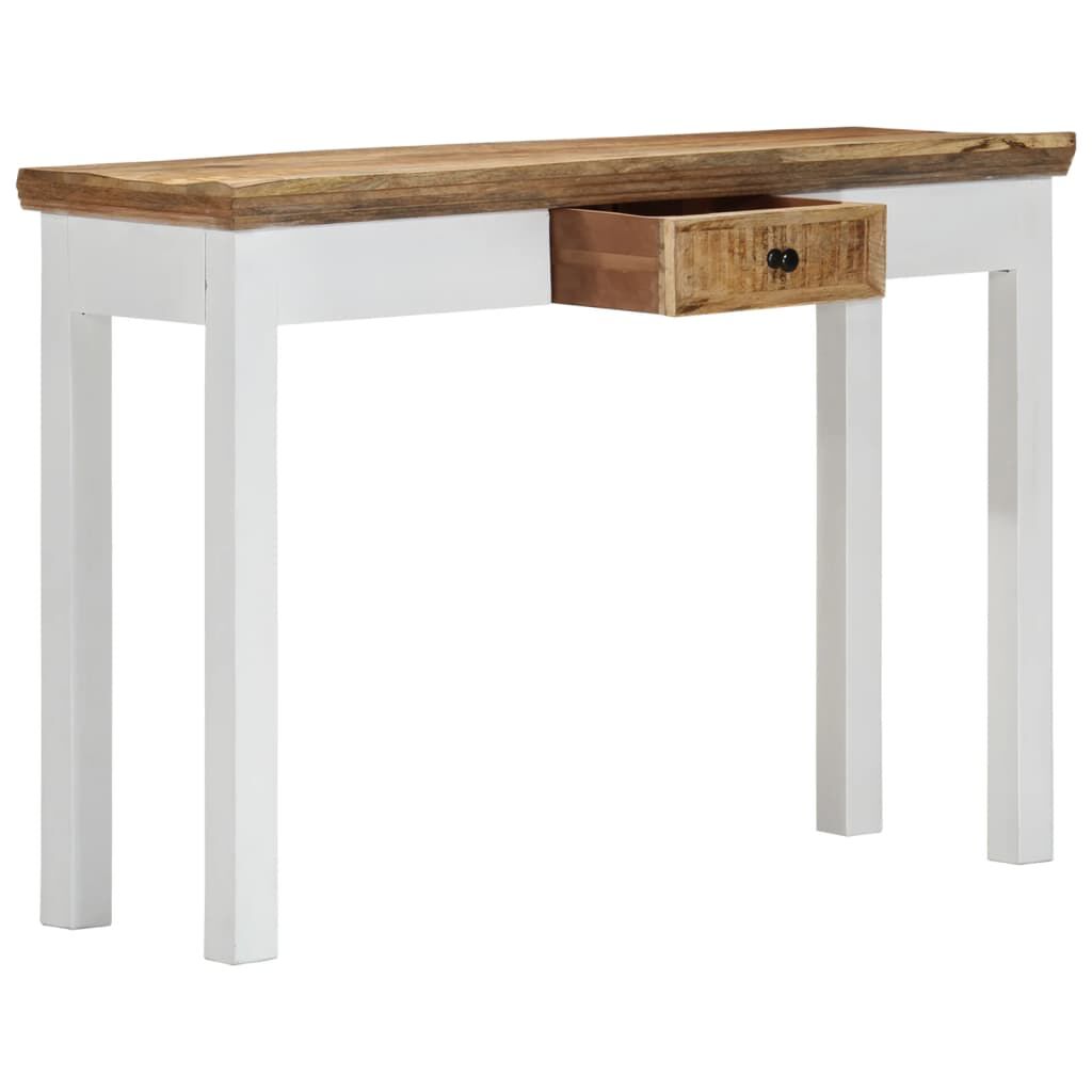 vidaXL Τραπέζι Κονσόλα Λευκό/Καφέ 110x35x75 εκ. από Μασίφ Ξύλο Μάνγκο
