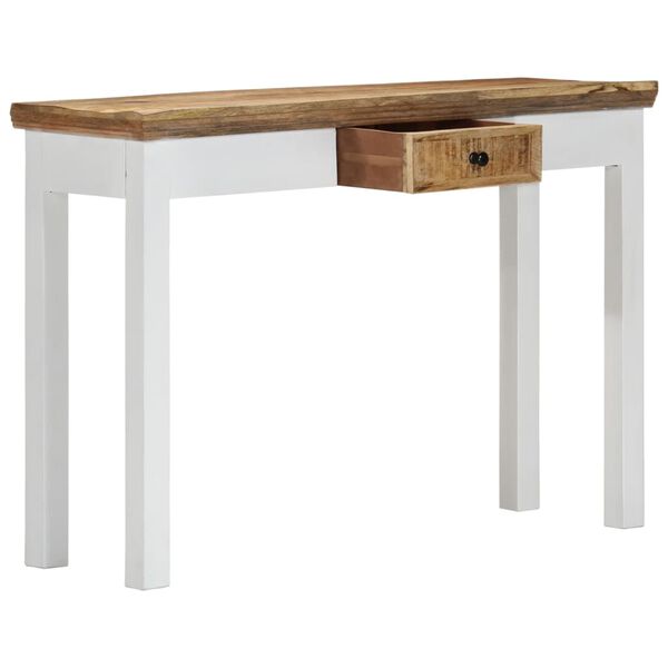 vidaXL Τραπέζι Κονσόλα Λευκό/Καφέ 110x35x75 εκ. από Μασίφ Ξύλο Μάνγκο