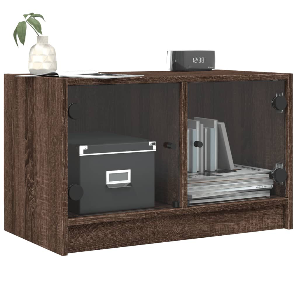 vidaXL Βοηθητικό Ντουλάπι Καφέ Δρυς 68x37x42 εκ. Γυάλινες Πόρτες