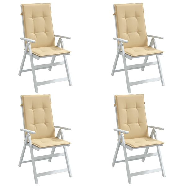 vidaXL Μαξιλάρια Καρέκλας με Πλάτη 4 τεμ. Μπεζ 120x50x7 εκ. Ύφασμα