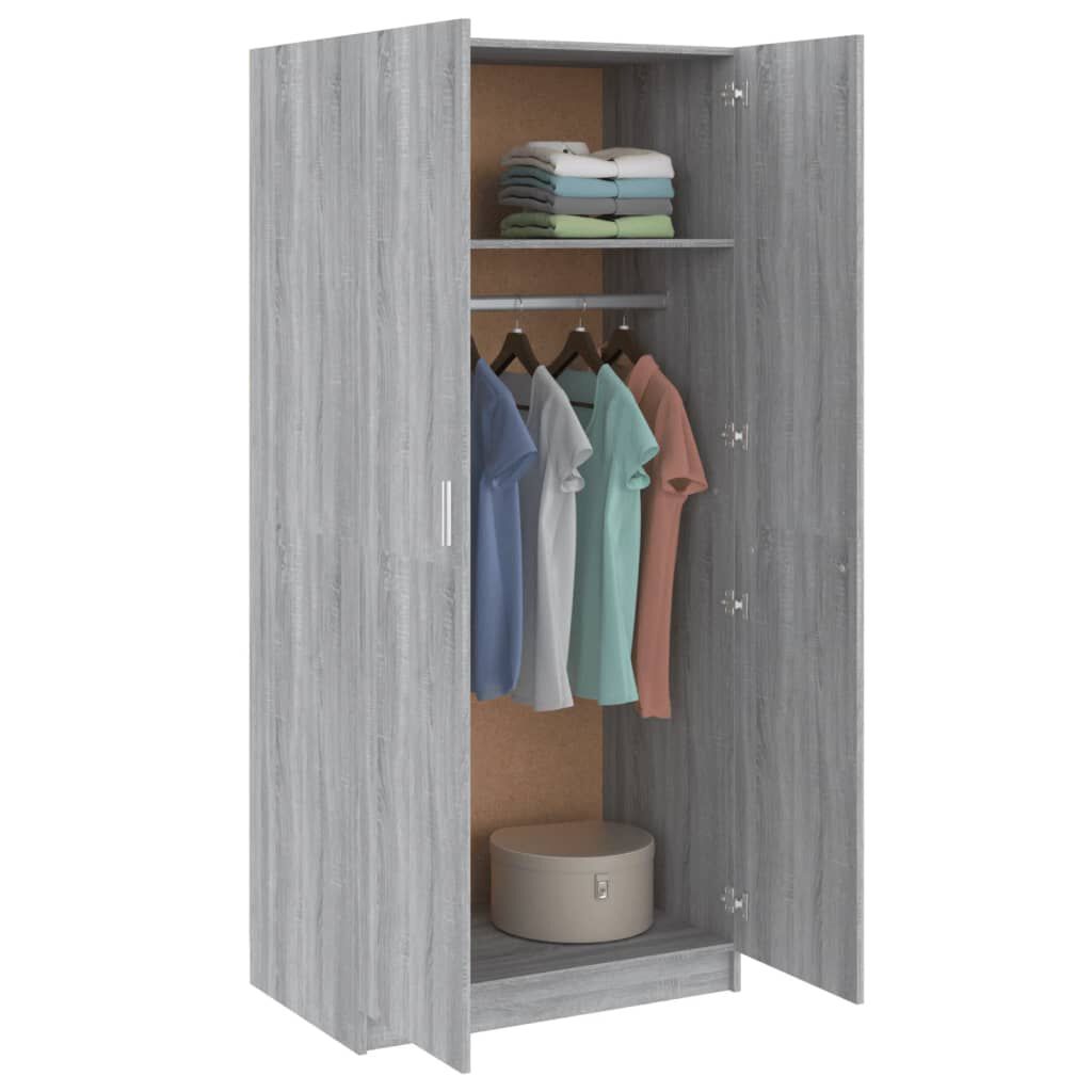 vidaXL Ντουλάπα Γκρι Sonoma 80 x 52 x 180 εκ. από Επεξεργασμένο Ξύλο