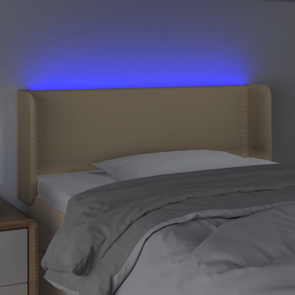 vidaXL Κεφαλάρι Κρεβατιού LED Κρεμ 83x16x78/88 εκ. Υφασμάτινο