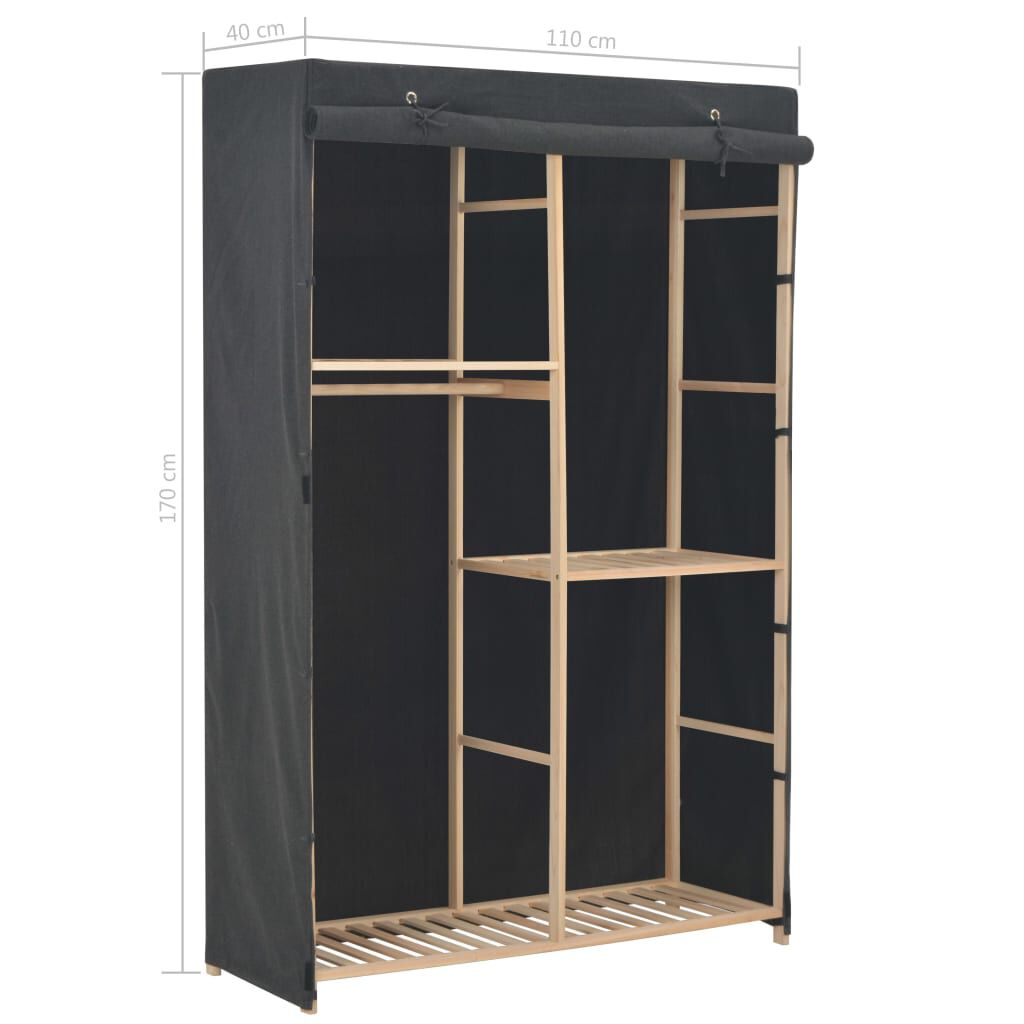 vidaXL Ντουλάπα με 3 Ράφια Γκρι 110 x 40 x 170 εκ. Υφασμάτινη