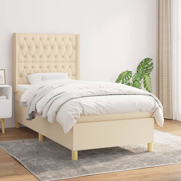 vidaXL &Kappa;&rho;&epsilon;&beta;ά&tau;&iota; Boxspring &mu;&epsilon; &Sigma;&tau;&rho;ώ&mu;&alpha; &Kappa;&rho;&epsilon;&mu; 90x200 &epsilon;&kappa;.&Upsilon;&phi;&alpha;&sigma;&mu;ά&tau;&iota;&nu;&omicron;