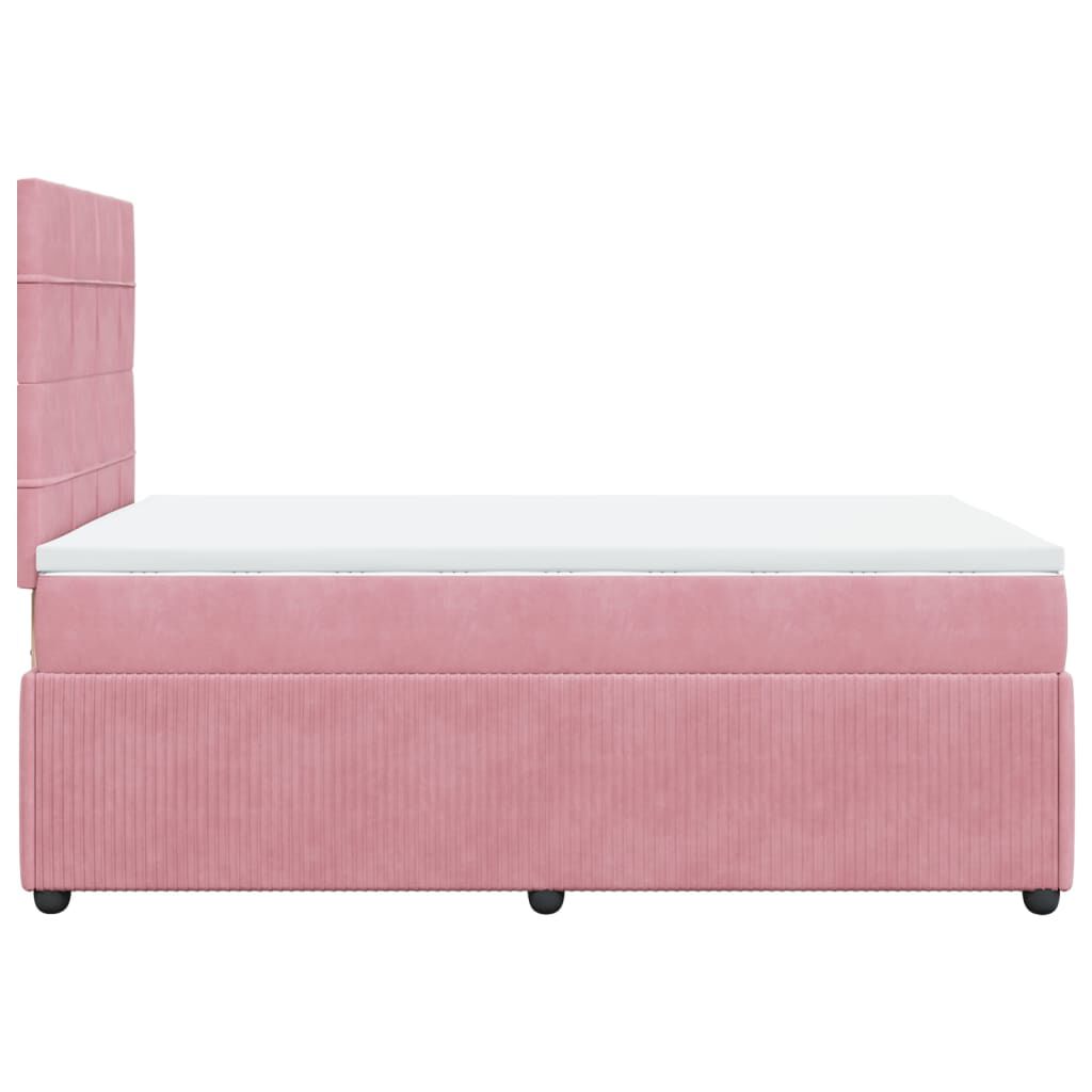 vidaXL Κρεβάτι Boxspring με Στρώμα Ροζ 120x190 εκ. Βελούδινο