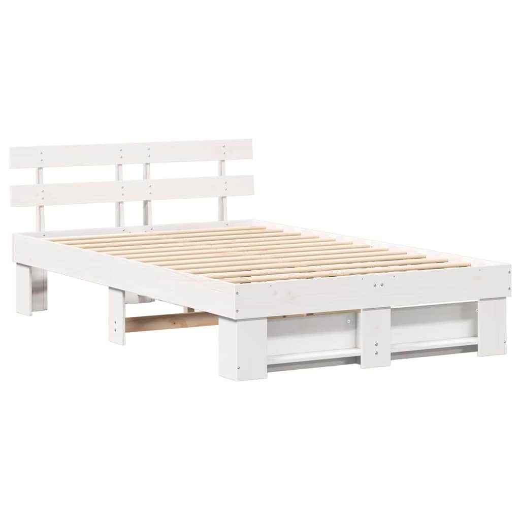 vidaXL Σκελετός Κρεβατιού Λευκό 120 x 190 cm Μασίφ ξύλο πεύκου