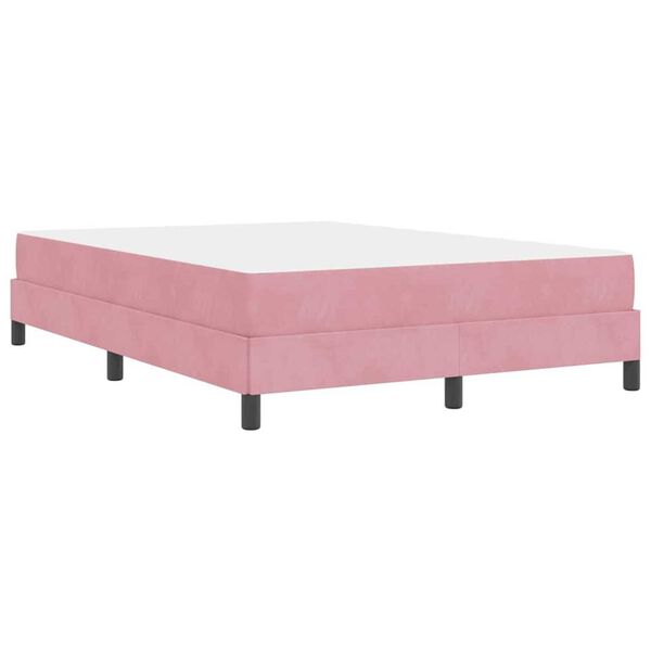 vidaXL Κρεβάτι box spring με στρώμα Ροζ 140 x 200 cm Βελούδο