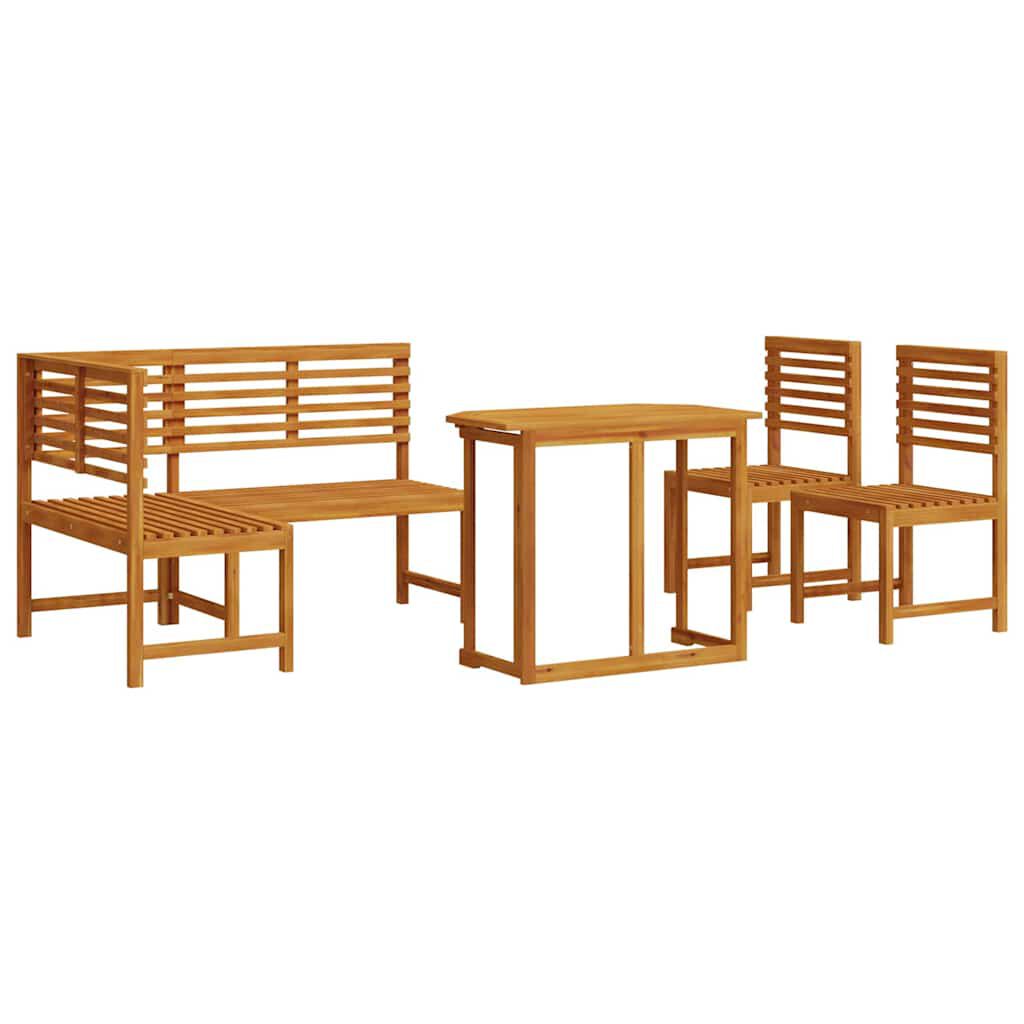 vidaXL Σετ Παγκάκι Κήπου 4 pcs Καφέ Μασίφ ξύλο ακακίας