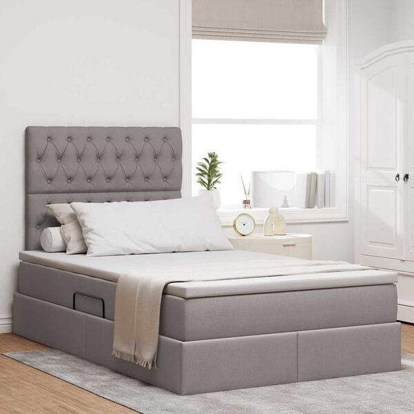 vidaXL Κρεβάτι Αποθήκης με στρώμα Taupe 120 x 200 cm Τεχνητό Δέρμα