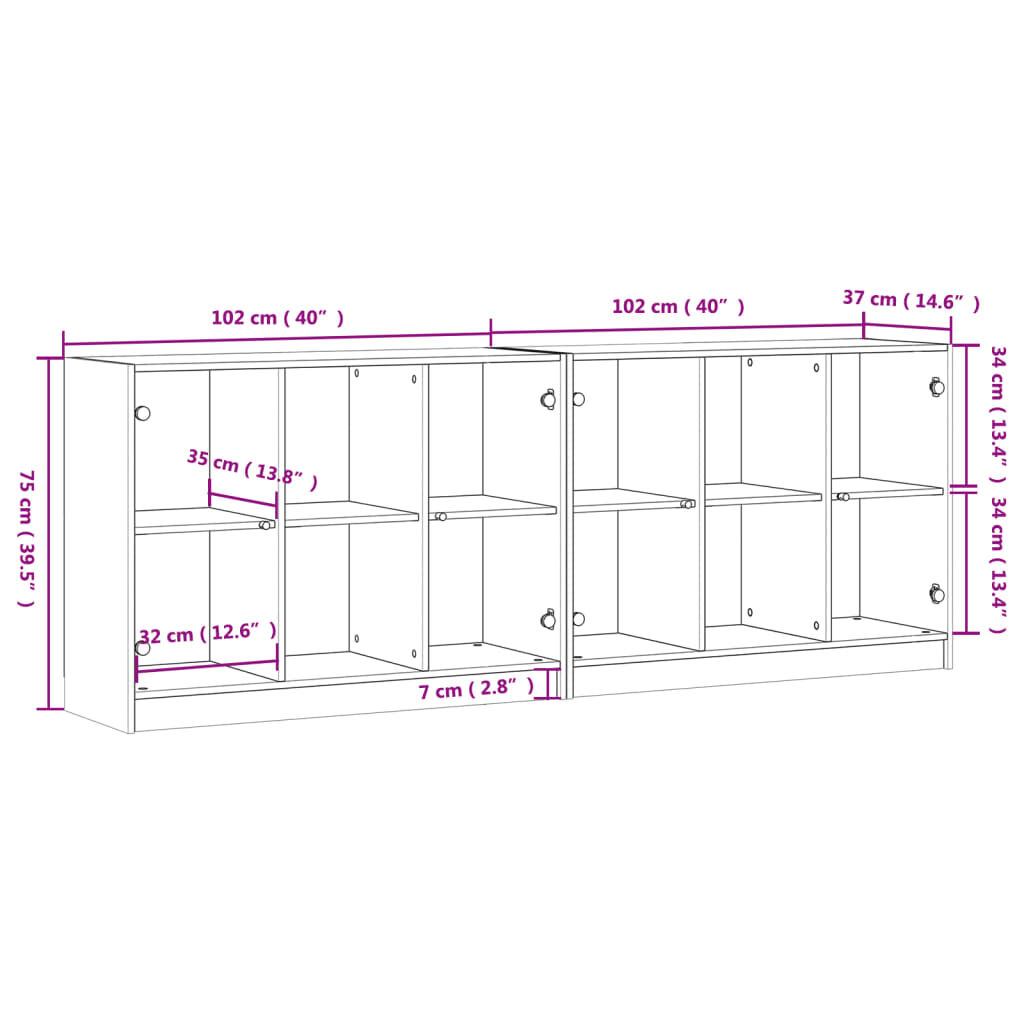 vidaXL Βιβλιοθήκη με Πόρτες Sonoma Δρυς 204x37x75 εκ. Επεξ. Ξύλο