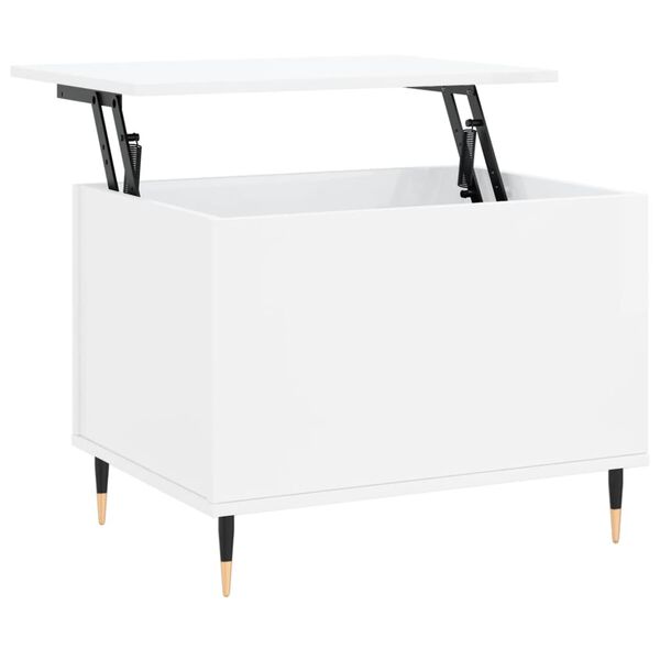 vidaXL Τραπεζάκι Σαλονιού Γυαλ. Λευκό 60x44,5x45εκ. Επεξεργασμένο Ξύλο