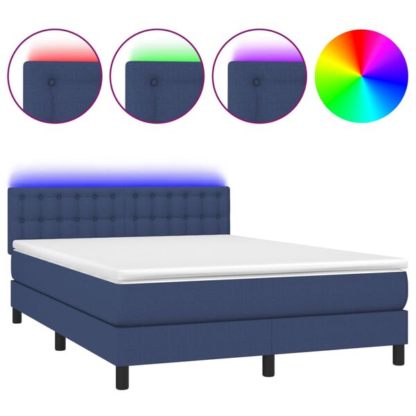 vidaXL &Kappa;&rho;&epsilon;&beta;ά&tau;&iota; Boxspring &mu;&epsilon; &Sigma;&tau;&rho;ώ&mu;&alpha; & LED &Mu;&pi;&lambda;&epsilon; 140x190 &epsilon;&kappa;. &Upsilon;&phi;&alpha;&sigma;&mu;ά&tau;&iota;&nu;&omicron;