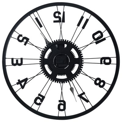vidaXL Ρολόι Τοίχου Μαύρο 60 εκ. Μεταλλικό