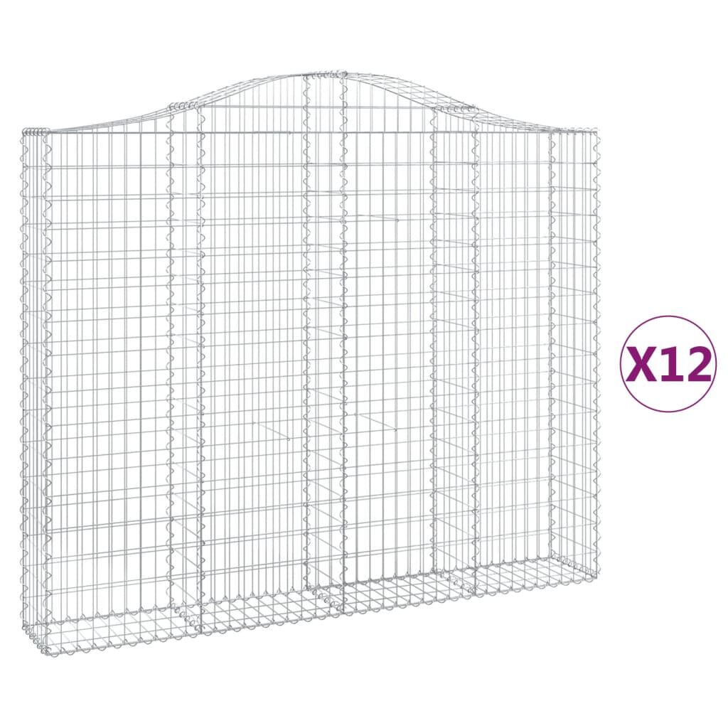 vidaXL Συρματοκιβώτια Τοξωτά 12 τεμ. 200x30x160/180 εκ. Γαλβαν. Ατσάλι