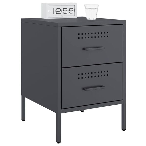 vidaXL Κομοδίνο Ανθρακί 36x39x50,5 εκ. από Χάλυβα
