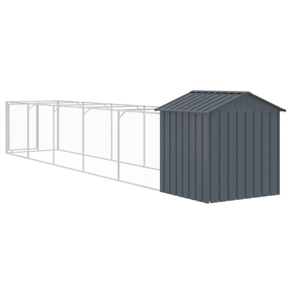 vidaXL Σπιτάκι Σκύλου με Οροφή Ανθρακί 117x609x123 εκ. Γαλβαν. Χάλυβας