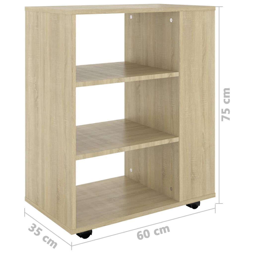 vidaXL Ντουλάπι Τροχήλατο Sonoma Δρυς 60 x 35 x 75 εκ. από Επεξ. Ξύλο