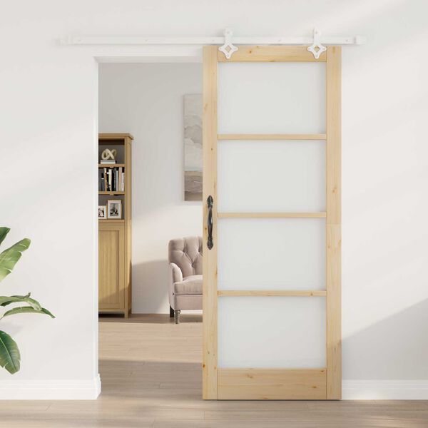 vidaXL Συρόμενη Πόρτα Καφέ 83 x 211 εκ. Ξύλο και μέταλλο