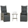 vidaXL Καρέκλες Κήπου Ανακλινόμενες 2 τεμ. Γκρι Συνθ. Ρατάν & Τραπέζι