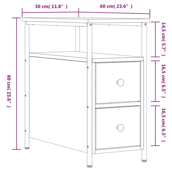 vidaXL Κομοδίνα 2 τεμ. Καφέ Δρυς 30 x 60 x 60 εκ. από Επεξεργ. Ξύλο
