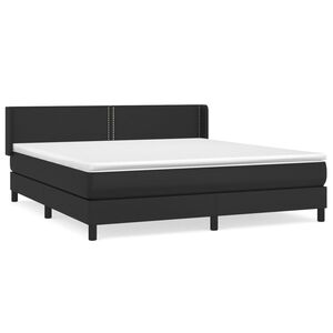 vidaXL Κρεβάτι Boxspring με Στρώμα Μαύρο 180x200εκ.από Συνθετικό Δέρμα