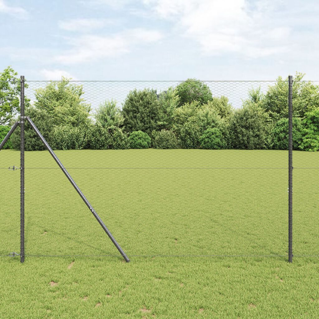 vidaXL Hexagon Fence Γκρι 1.5x50 μ Ατσάλι