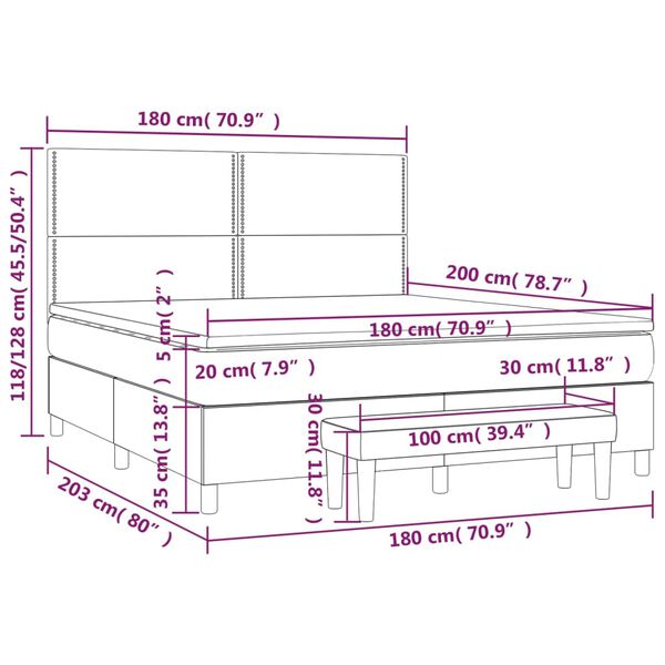 vidaXL Κρεβάτι Boxspring με Στρώμα Λευκό 180x200 εκ. Συνθετικό Δέρμα