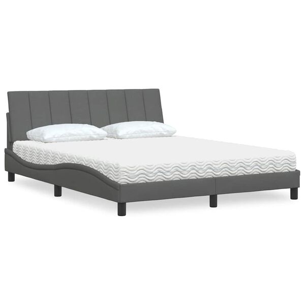 vidaXL Κρεβάτι Σκούρο Γκρι 160x200 εκ Υφασμάτινο